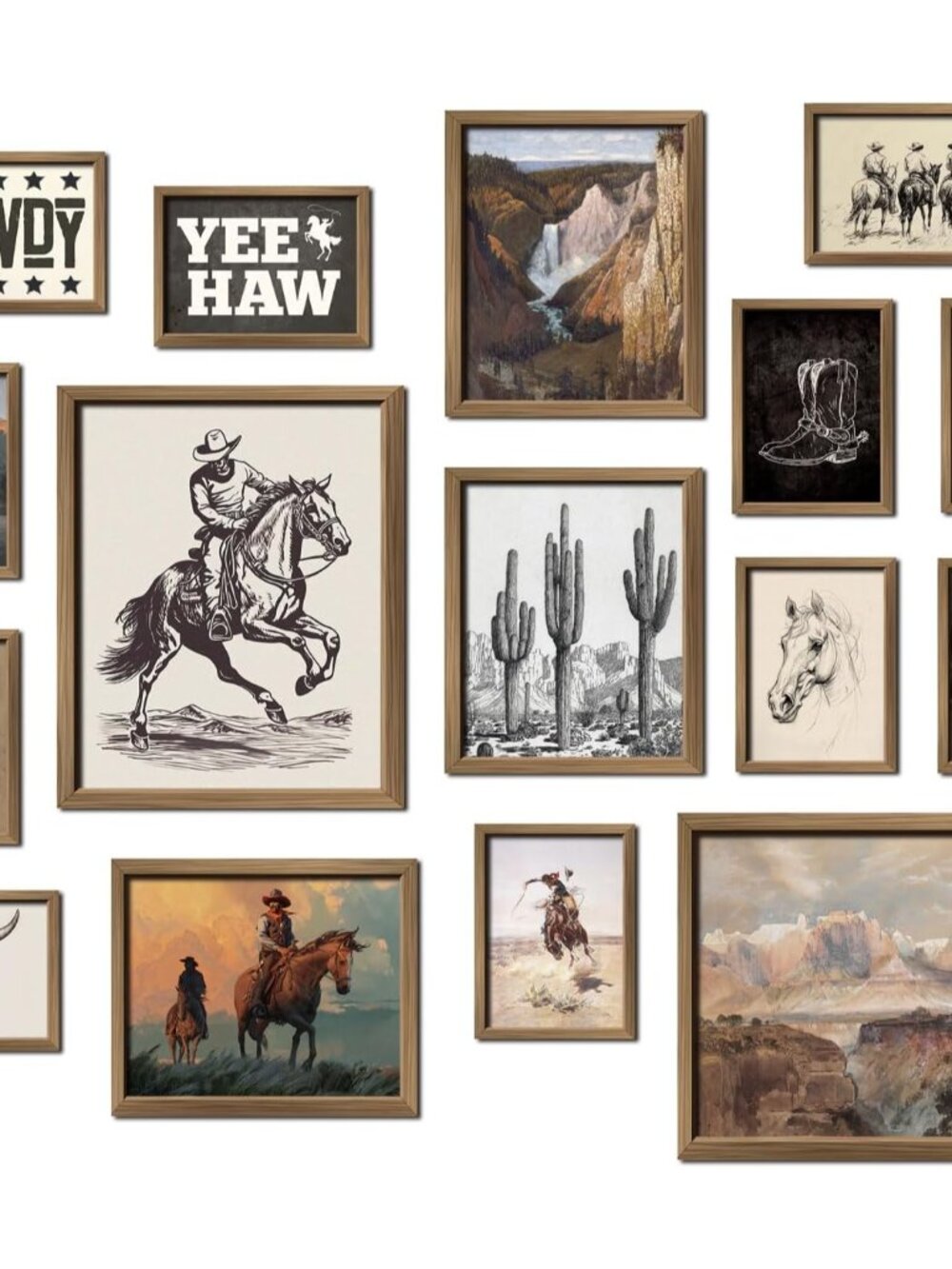 16 PCS Western Wall Art Decor, Southwestern Gallery Wall Prints for Bedroom Bath